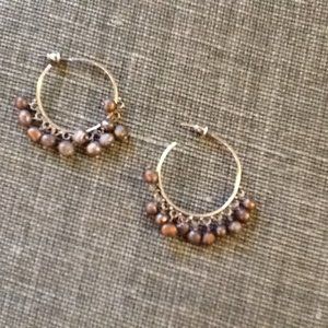 Sterling Silver Hoops with Copper Balls